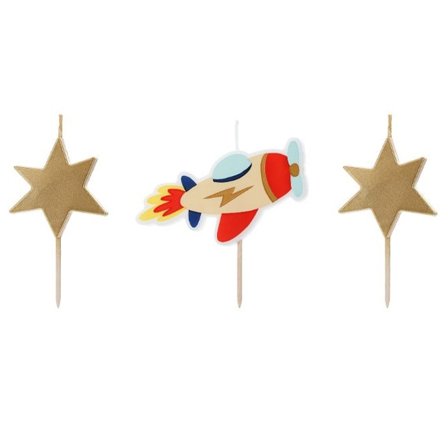 Lentokone Kakkukynttilät 3-pack