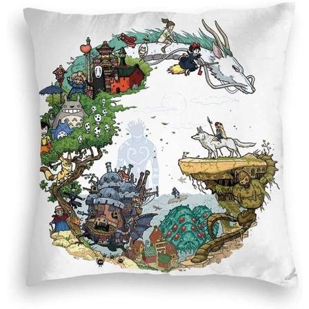 Lyxiga kuddfodral Studio Ghibli Anime Art Mjuk solid dekorativ kuddfodral för soffa, säng och bil, paket med 1 18x18 tum