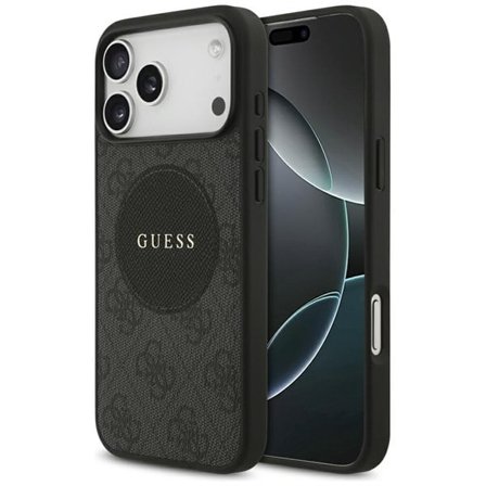Guess 4G Circle Classic Logo MagSafe-fodral för iPhone 17 Pro Max - svart