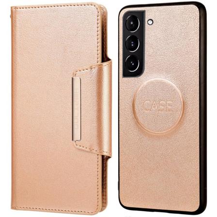Skalo Samsung S22 Dolizma 2 I 1 Magnet Plånboksfodral - Guld Guld