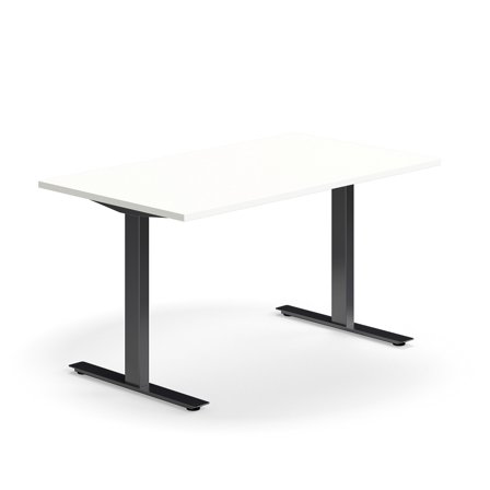 Schreibtisch QBUS, 1400x800 mm, T-Fuß-Gestell, schwarz/weiß