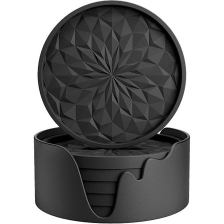 Silikonbrikker med holder - Sett med 6 - Brikker for glass - Brikkesett - Rund brikkedesign