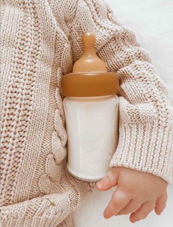 HEVEA Plastic Free Baby Glass Bottle 150 Ml - 2 Pack - Orange - 150 ml