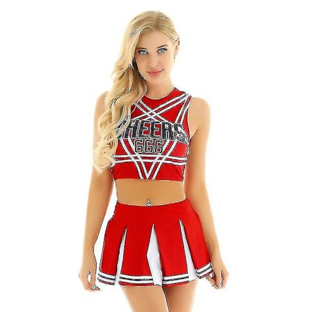 cosplay uniform sexiga underkläder cheerleader kostym set Halloween Blue 2XL Red 2XL