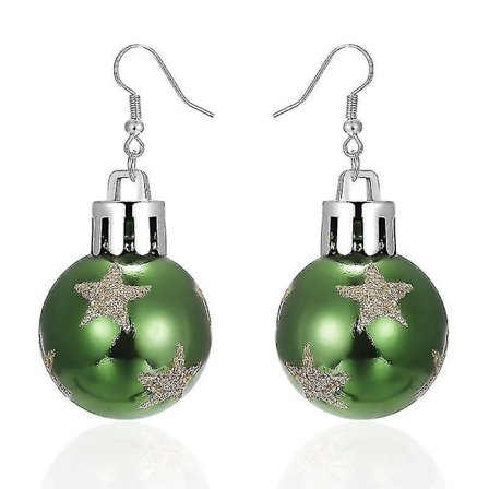 Vintage Fashion Grøn Rød Farve Stjernebold Juleørering Pige Kvinder Smykker