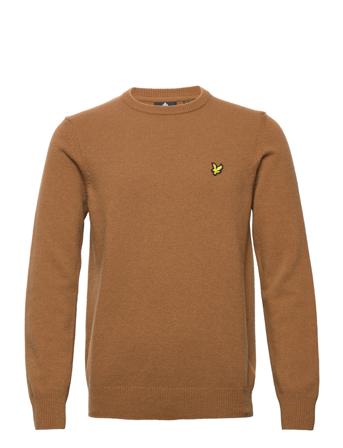 Crew Neck Lambswool Blend Jumper Strikkegenser M. Rund Krage Brun Lyle & Scott
