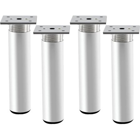 4 kappaletta säädettävät huonekalujalat, metalliset pöydänjalat 100 mm korkeat sängynjalat alumiiniseos mattahopea pyöreä säädettävä korkeus 0-15 mm 