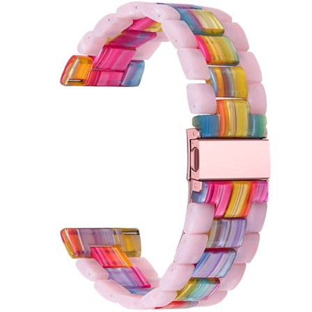 20 mm färgskarvat klockarmband i resin för Samsung Galaxy Watch - Glitter Rosa / Färgstark