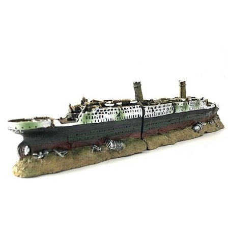 Akvarium Titanic Middelhavsmodell Skipsdekorasjoner Kunstig skipsvrak Hjem Accessration Resin Senket Båt Fisk Levende Ornament