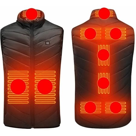 Oppvarmet vest USB oppvarmet jakkevest vinter oppvarmet vest vest svart M (uten powerbank)