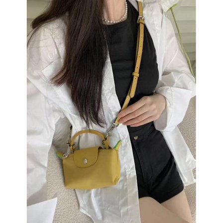 Longchamp Mini Dumpling Taske Crossbody Håndtaske Dametaske Mini Lille Taske med Hulstansning og Skulderrem