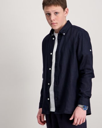 Les Deux Kristian Linen Shirt Kids Blau Hemden Jungen - Kids Brand Store