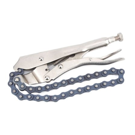 Låsekædeklemme med kæde, kraftig kædeskruestik, kædeklemme, låsetang med hurtigudløser