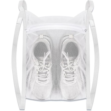 2 stk. Vasketøjsposer, vaske- og tørrenet til sneakers, store vasketøjsposer i bikubemønstret net med lynlås og rem til skovask