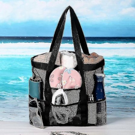 Black Friday Mesh Strandväska Vattentät Sandtät Tygväska Familj Resväska Lätt Överdimensionerad