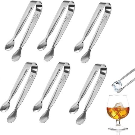 Nya, passende 6 stk. istang, 11 cm sukkertang i rustfrit stål, multifunktionel serveringstang til slikbar Wed
