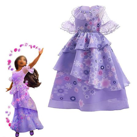 Kids Disney Encanto Isabela Dress Madrigal Isabela Cosplay Costume For Girls Ages 3 And Up