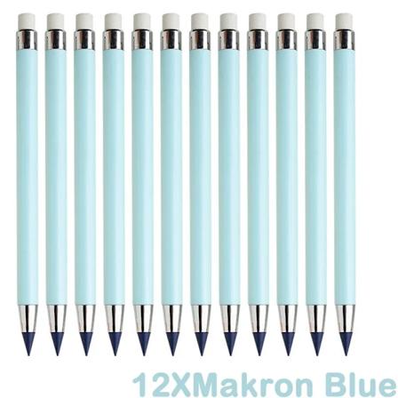 12 Farvede Ubegrænsede Skriveblyanter Med Genopfyldning Ingen Blæk Nyhed Evighedsblyanter Pen Kunst Farve Kontor Skoleartikler Papirvarer 12 PCS 