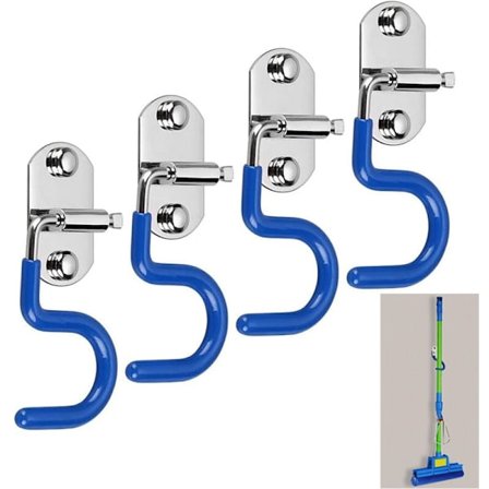 Kraftig Väggmonterad Krok i Rostfritt Stål för Mopp Sopborste Förvaringsorganisatör Kompatibel med Trädgårdsredskap Garage Förråd