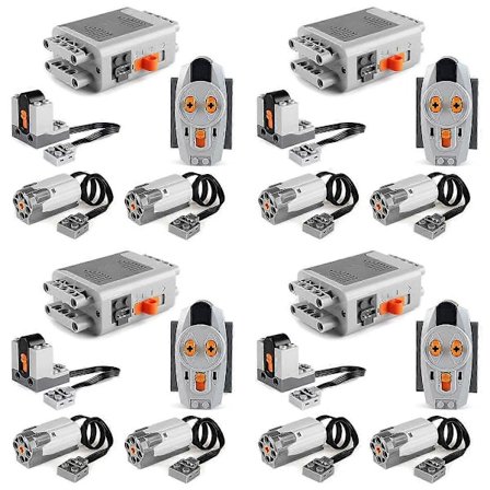 20 st Strömfunktion Motoriserade Byggklossar Strömpaket 8 Medium Motorer, 4 Batterilådor, 4 IR Fjärrkontroller C
