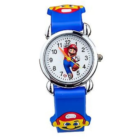 Super Mario Armbåndsur Analog Kvarts Ur Drenge Piger Unisex Børn Nytårsgave Strømpe (Blå)