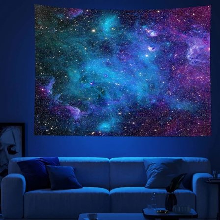 IC Galaxy Gobeläng Blå Stjärnhimmel Gobeläng Kosmisk Gobeläng Mystisk Nebula Stjärn Gobeläng Vägg Hängande Gobeläng Heminredning【40 X60 tum】