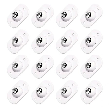 16 stk. selvklæbende hvide mini-kuglehjul i rustfrit stål, bevægelige lydløse universalhjul, selvklæbende møbelhjul med lydløst og bærende design f...