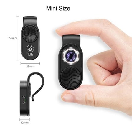 Mobilmikroskop 100X med LED-lys