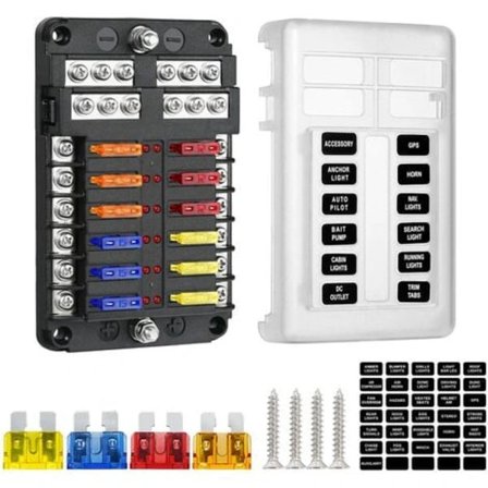 /EA/12-vägs säkringsdosa, 12V säkringshållare, ATO 32V 100A med 12 LED-indikatorlampor Vattentätt skydd, säkringsdosa med 2