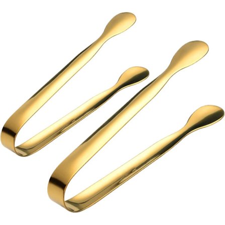 2 stk. U-formet Is-tang i Rustfrit Stål - Slik-tang - Mini Serveringstang