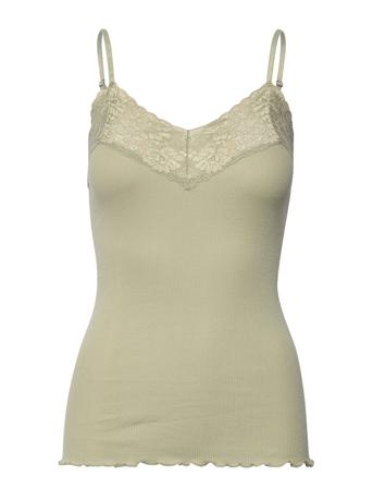 Organic Strap Top W/ Lace Top Ærmeløs Top Grøn Rosemunde