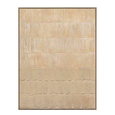 Abstrakti canvas-taulu, 90x120cm, beige & luonnonpuukehys