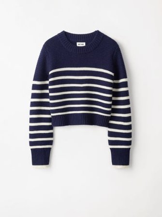 Soft Goat - Chunky Crewneck - L - Navy/Ivory