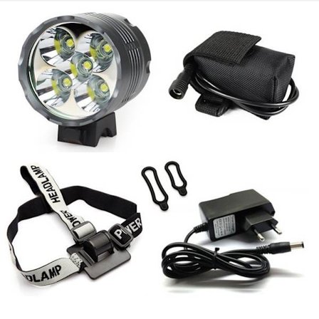 Cykellygter, 6000 Lumen 5 LED Cykellygte, Vandtæt Mountainbike Forlygte med Genopladelig Batteripakke, 3 Tilstande Cykel -FQ-