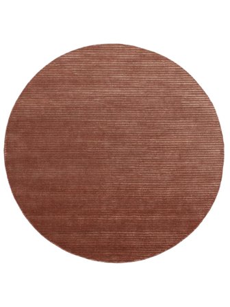 Eén Kleur Fine Stripe Vloerkleed - Bourgondisch Rood Ø 200 In Klassieke Stijl