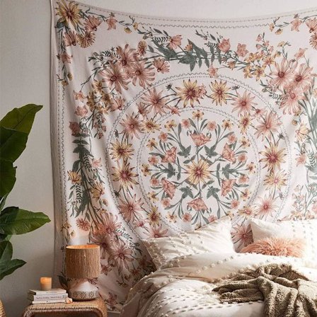 Beige Bohemian Veggteppe 180 x 230 cm Mandala Medaljong med