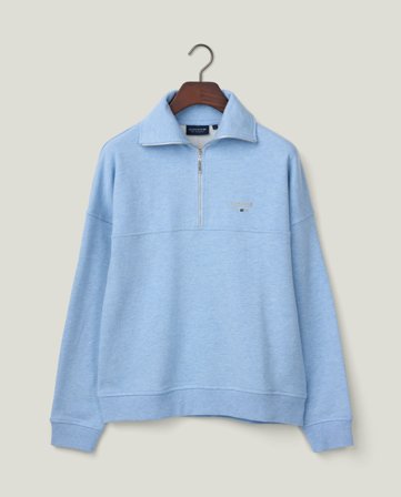 Lexington Logo-Sweatshirt mit halbem Reißverschluss, hellblau