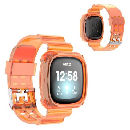 Fitbit Versa 3 / Sense transparent silikon klockarmband - orange
