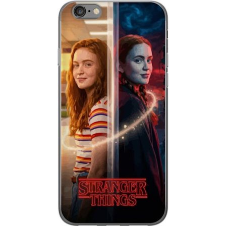 Yhteensopiva Puhelinkuori Apple iPhone 6 Jakaloitunut muotokuva Max Mayfieldin välillä arkipäivä ja tumma rinnakkaismaailma Stranger Things-tyylis