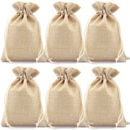 50 stk. Hessian gaveposer med snørelukning, Hessian gaveposer i lærred Candy B