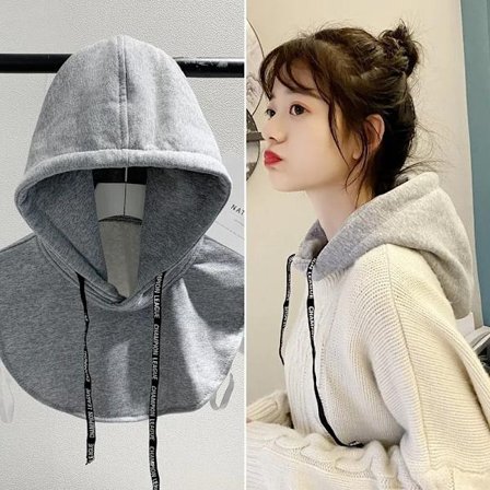 Winter Hooded Collars Thicken Sweater Hat Detachable Collar Drawstring Caps Adult Men Women Student Cotton