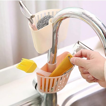 3x Beige Smart korg till kökskran, duschen