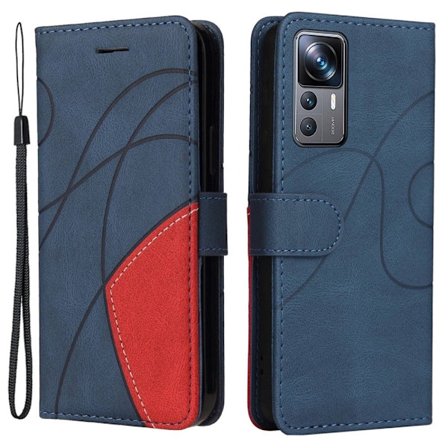 Tekstureret læderetui med rem - Blå