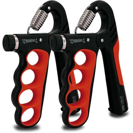 Håndtrener 1/2-pakning - Justerbar 5-100 kg Greptrener, Greptrener med teller Rød