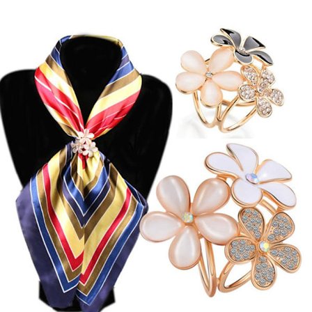 2 stk. silketørklæde spænde med tre ringe