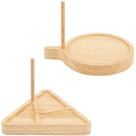 2 stk. træperlebakke sæt 2 stilarter Triple-Cornered Bead Tray og flad rund perlebakke til DIY