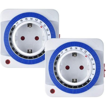 Mekanisk timer med 96 tænd/sluk-segmenter, 24-timers stikkontakt-timer, børnesikring, stikkontakt, timer, 3680W knap