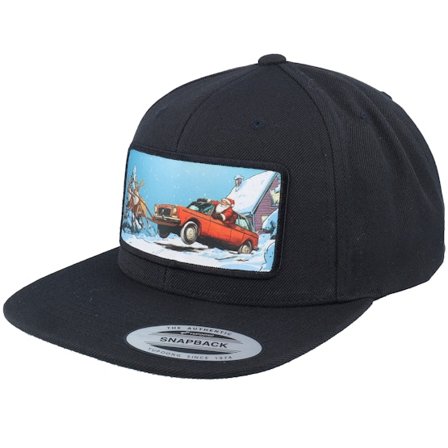 Ho-Ho-Hats - Sort snapback Kasket - Santa Claus Car Sleigh Patch Black Snapback @ Hatstore