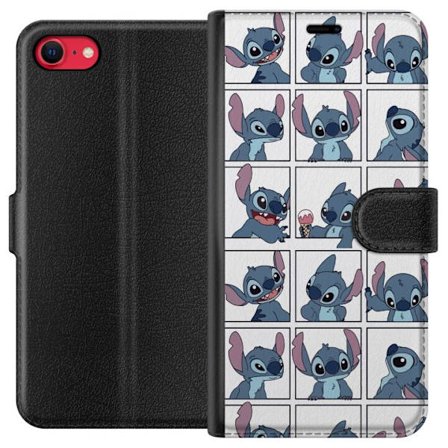 Kompatibel Tegnebogsetui til Apple iPhone 7 Illustreret rutemønster med Stitch i forskellige ansigtsudtryk i serieformat