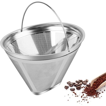 Genanvendeligt kaffefilter i rustfrit stål, størrelse 4, 100 mesh til 8-12 kopper, let at rengøre